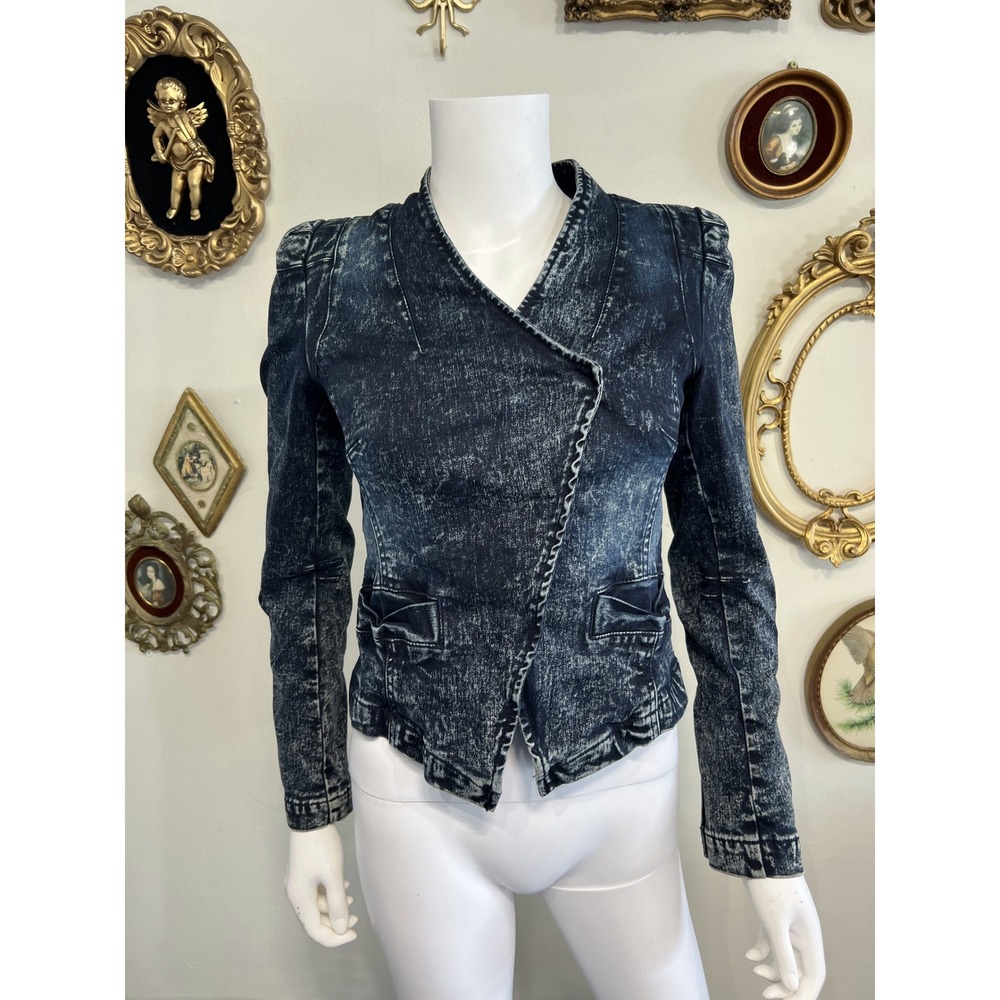 Jeans Vero Moda Acid Wash Denim Moto Jacket Size 165/84A (NWT)
